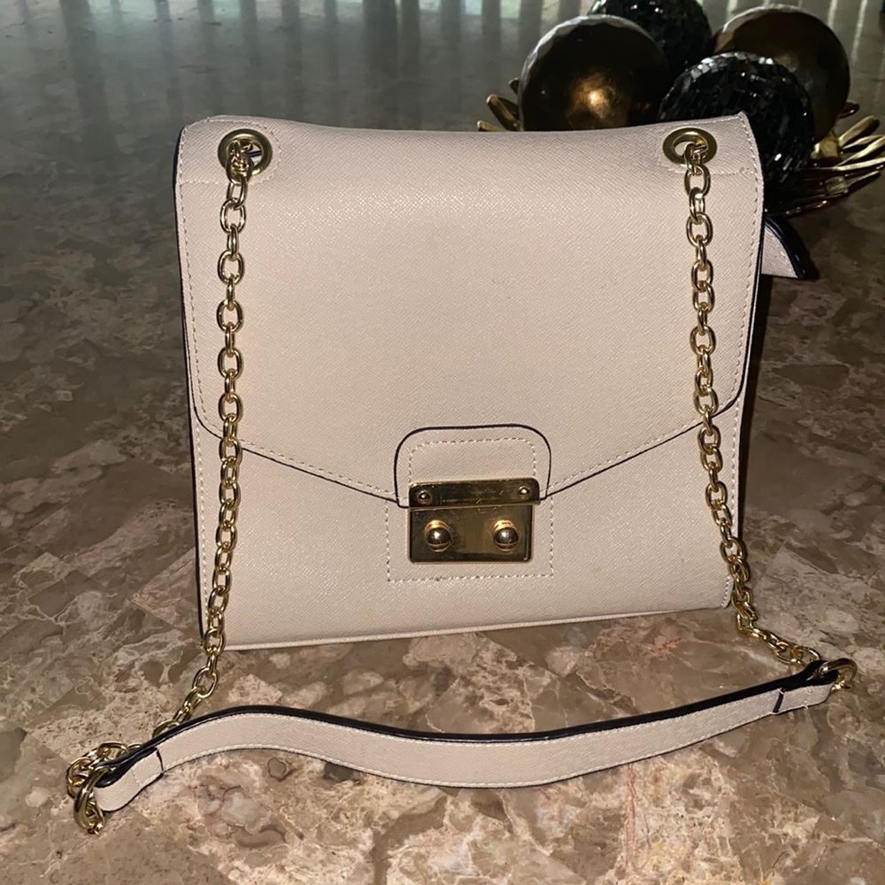 Target Cream Crossbody Bag with Gold Chain